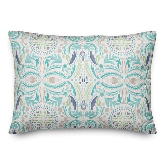 Blue Watercolor Pattern 14" x 20" Throw Pillow
